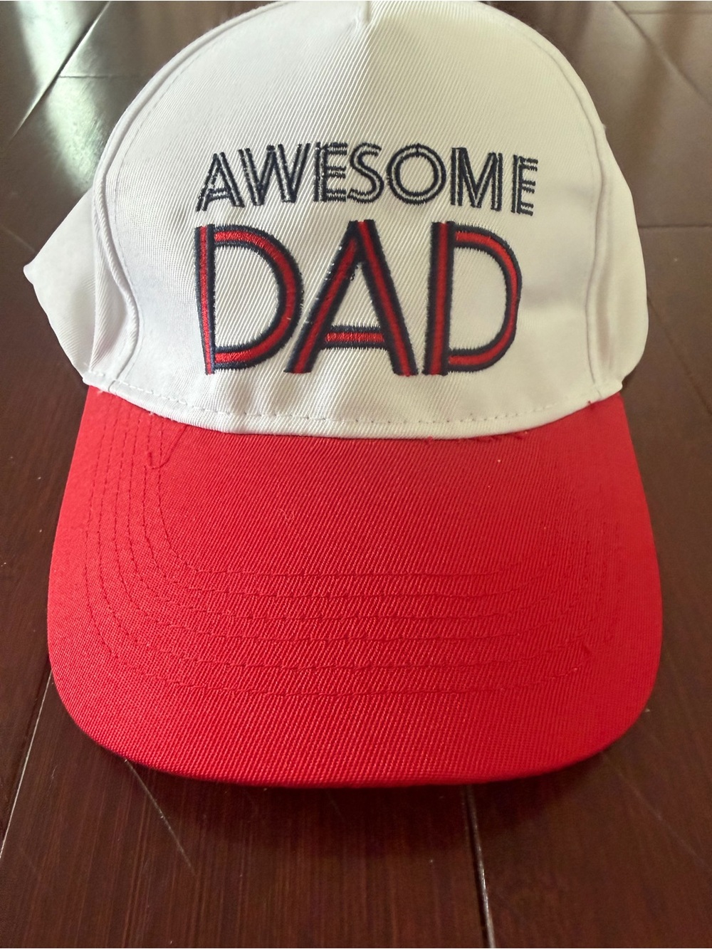 Awesome Dad White and Red Baseball Cap